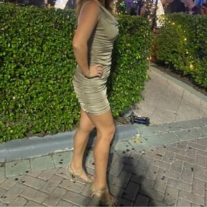 Express Women's One Shoulder Metallic Dress